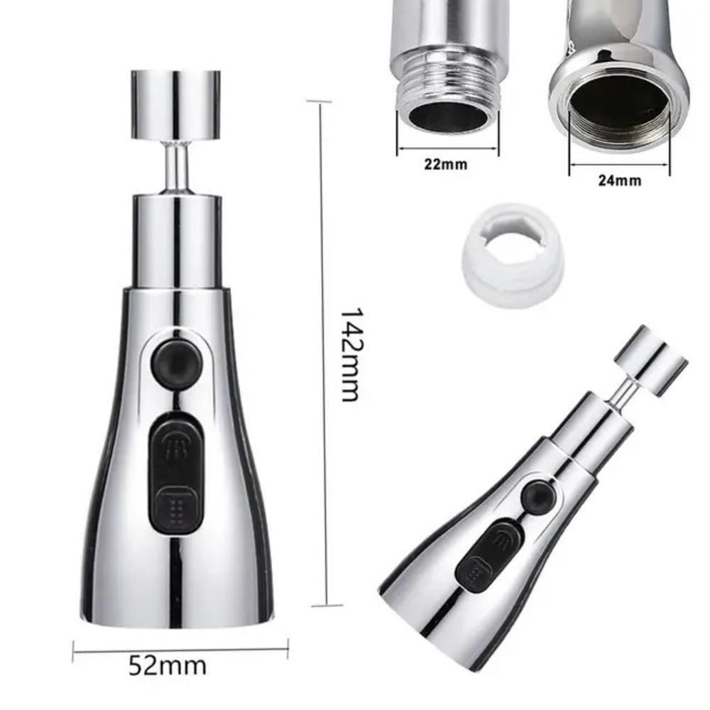 3 Modes Kitchen Sink Faucet With Big Angle Rotatable Anti-Splash Head for Kitchen Rotating Sink Aerator (Silver)