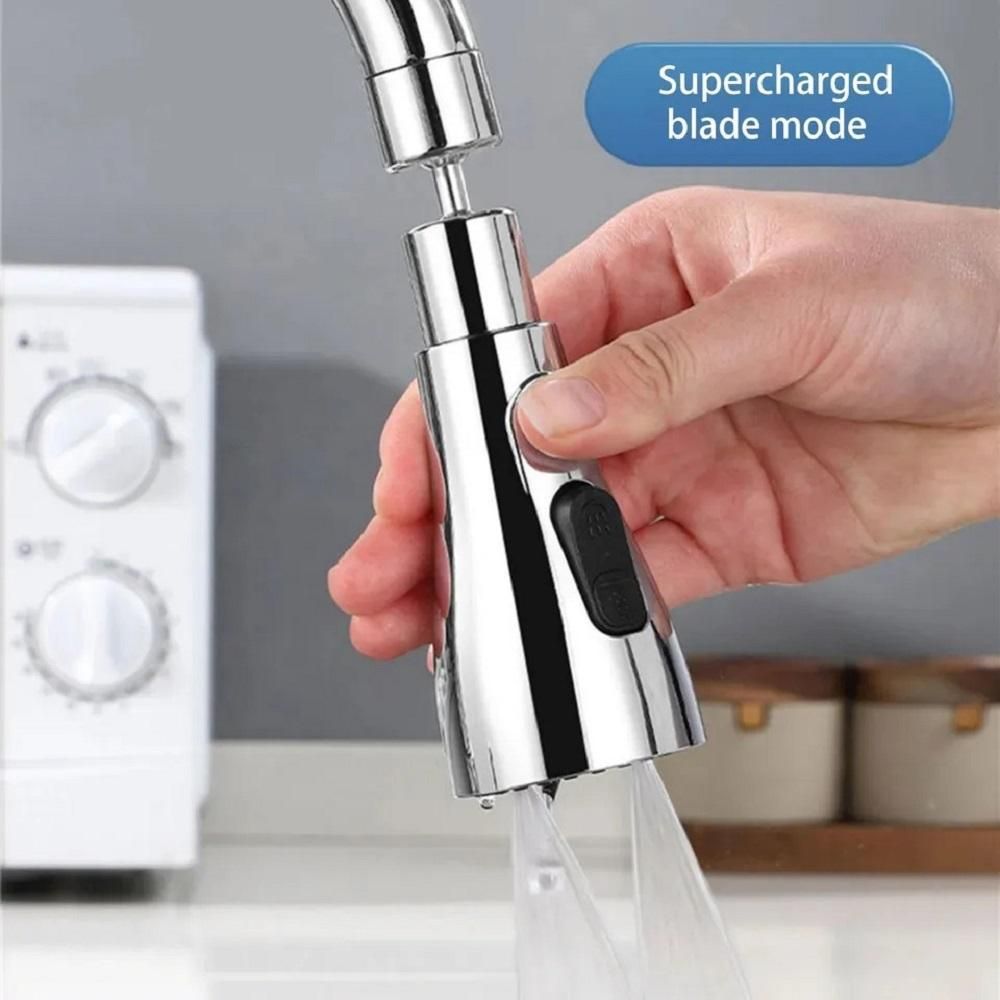 3 Modes Kitchen Sink Faucet With Big Angle Rotatable Anti-Splash Head for Kitchen Rotating Sink Aerator (Silver)