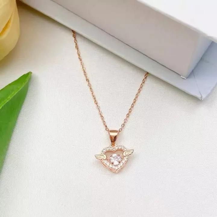 Buy heart shaped metal necklace for women | wing shaped pendant online