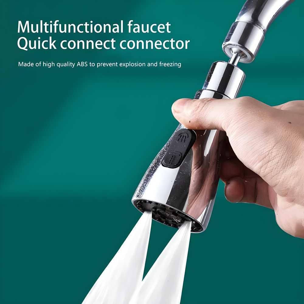 3 Modes Kitchen Sink Faucet With Big Angle Rotatable Anti-Splash Head for Kitchen Rotating Sink Aerator (Silver)