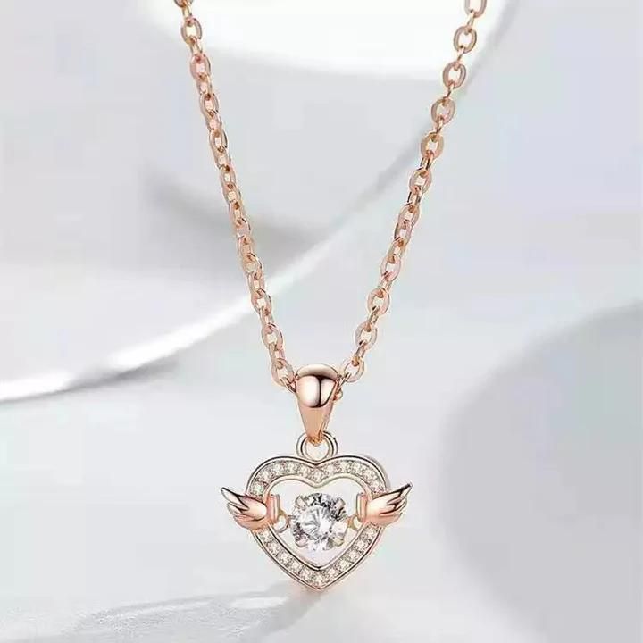 Buy heart shaped metal necklace for women | wing shaped pendant online