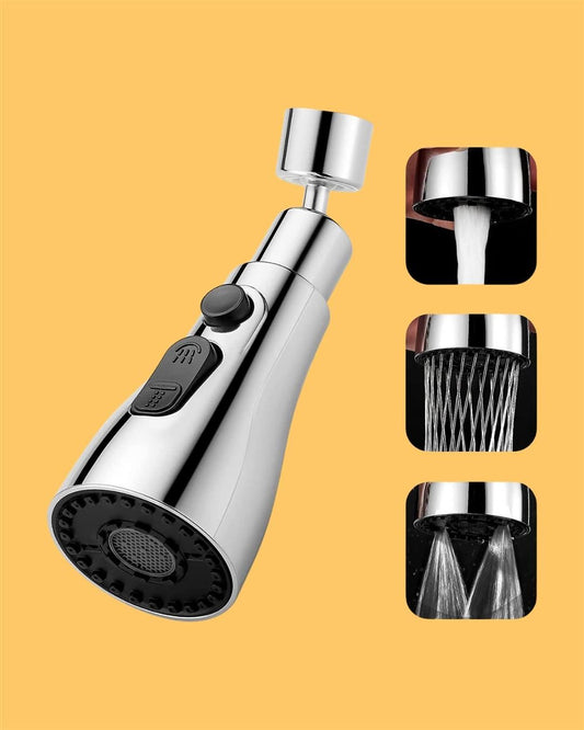 3 Modes Kitchen Sink Faucet With Big Angle Rotatable Anti-Splash Head for Kitchen Rotating Sink Aerator (Silver)