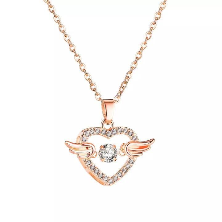 Buy heart shaped metal necklace for women | wing shaped pendant online